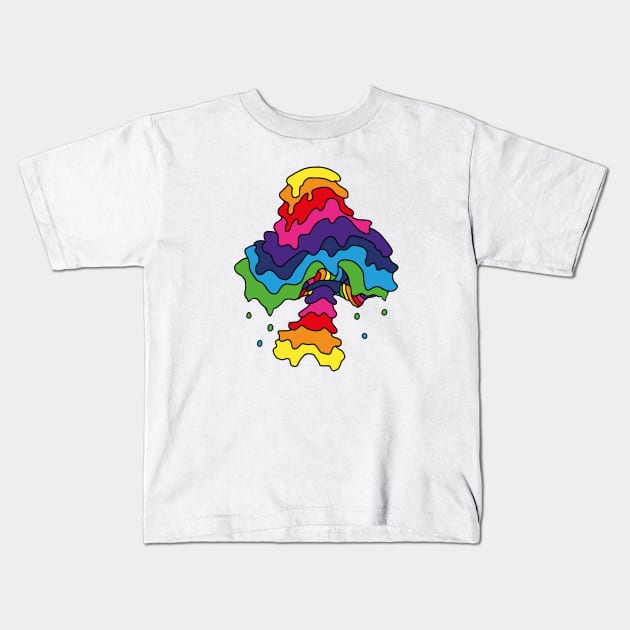 The Perfect Magic Mushroom: Trippy Drippy Rainbow Drops Kids T-Shirt by Ciara Shortall Art